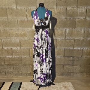 XOXO Purple and Black Floral Maxi Dress